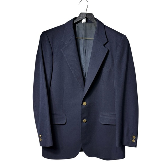 Vintage Yves Saint Laurent YSL Navy Wool Gold Button Blazer Mens US 38-40 FRANCE - Picture 1 of 7